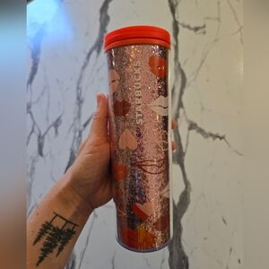 Starbucks Valentine 2021 Lips and Hearts Glitter Travel Tumbler NWT
